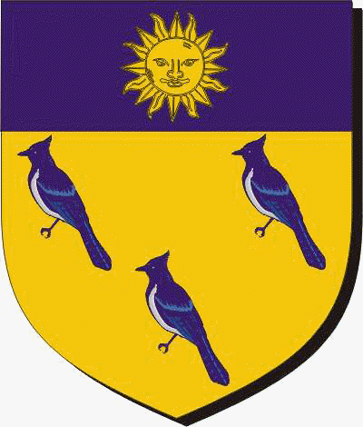 Gold Marsh shield with three blue martlets and a sun